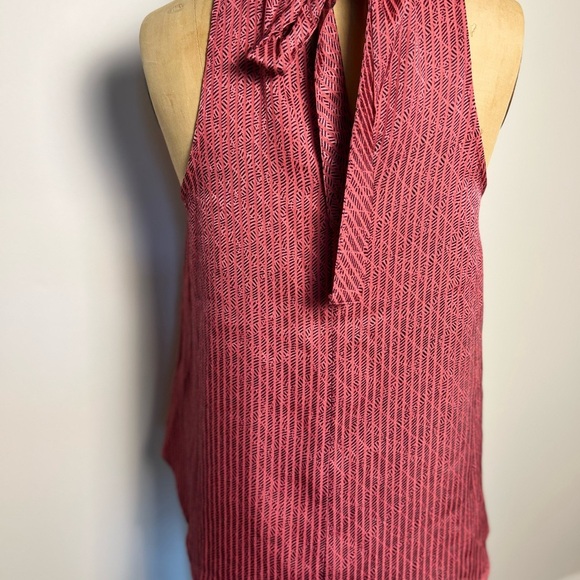 Anthropologie Maeve pink and black sleeveless blouse with bow tie medium - Picture 4 of 7